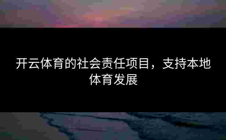 开云体育的社会责任项目,支持本地体育发展 开云体育的社会责任项目,支持本地体育发展
